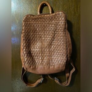 Vilenca Holland Luxury Leather Woven Backpack Cognac